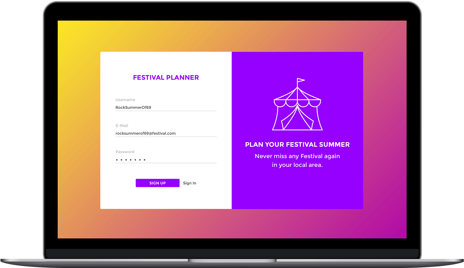 Daily UI Challenge Sign Up Formular